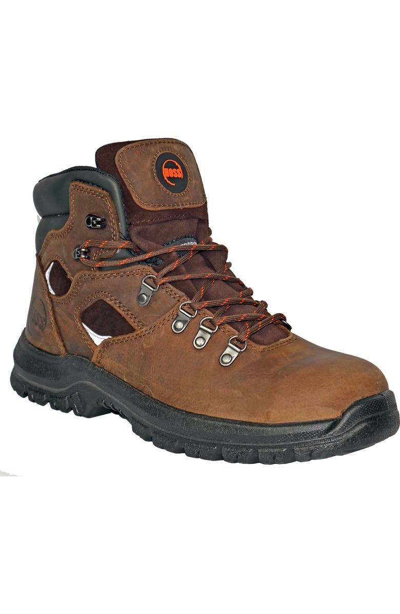 Hoss Boot Company HOSS Adam 6 Inch Steel Toe Work Boot, Main, color, Brown