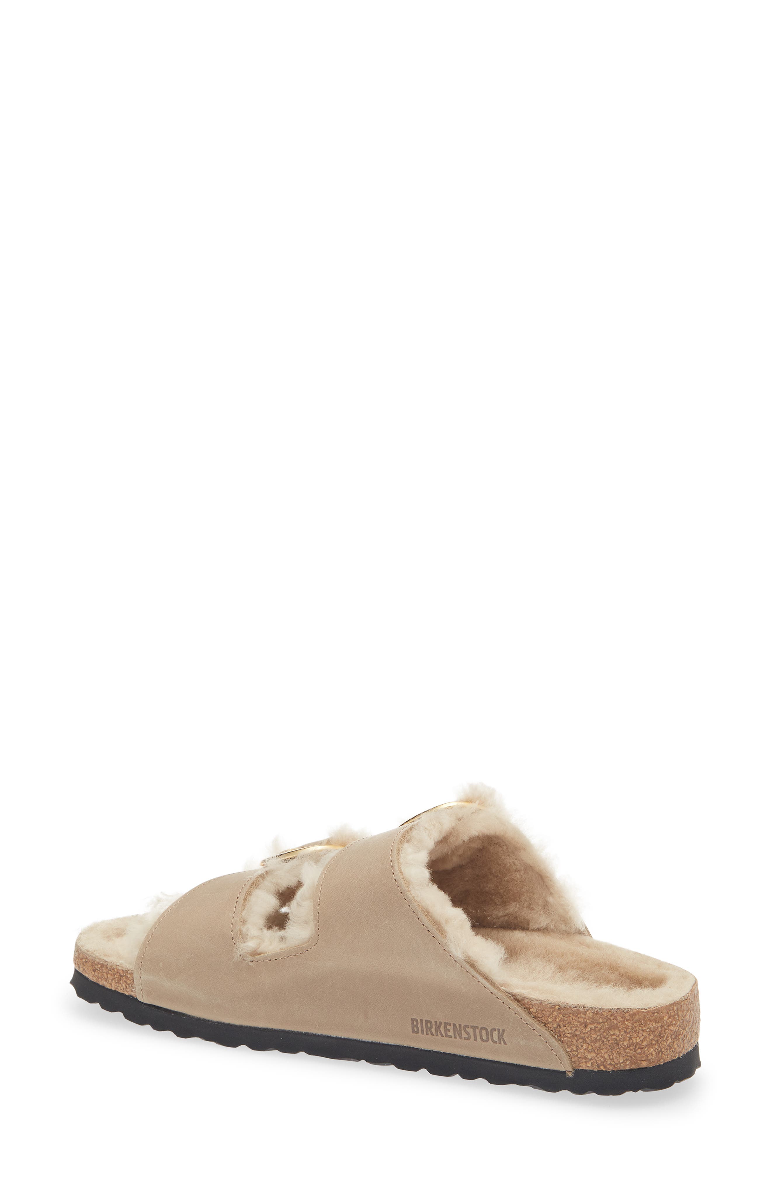 Birkenstock Arizona Big Buckle Genuine Shearling Lined Sandal, Alternate, color, Tobacco Brown