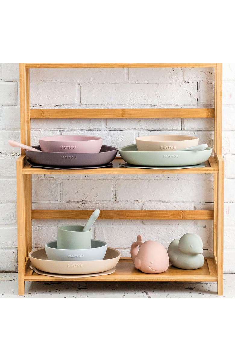 Nattou Kids' 4-Piece Dinner Set, Alternate, color, Sand/ Green