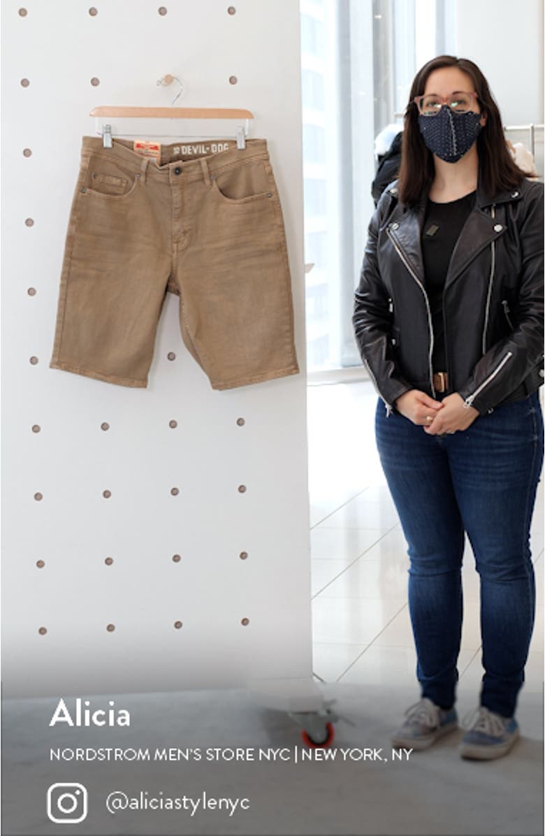 Slim Straight Leg Stretch Denim Shorts, sales video thumbnail