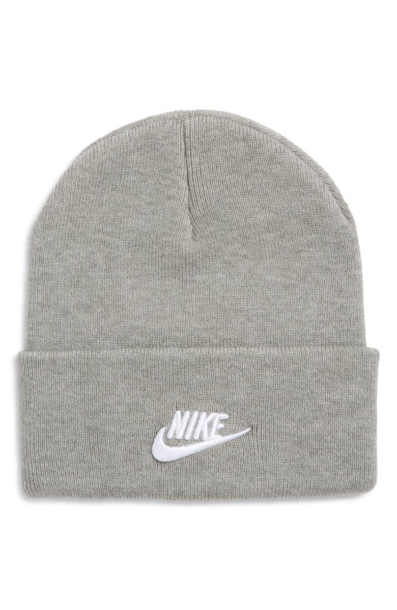Nike Kids' Peak Beanie, Main, color, Dark Grey Heather/ White