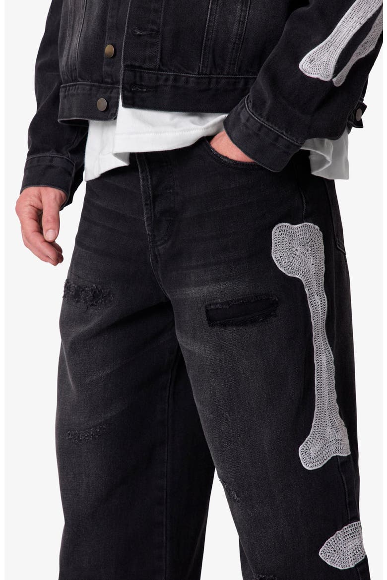 Raw Skeleton Distressed Ultra Baggy Jeans, Alternate, color, WASHED BLACK
