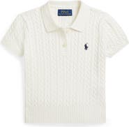 Polo Ralph Lauren Kids' Cable Short Sleeve Cotton Polo Sweater