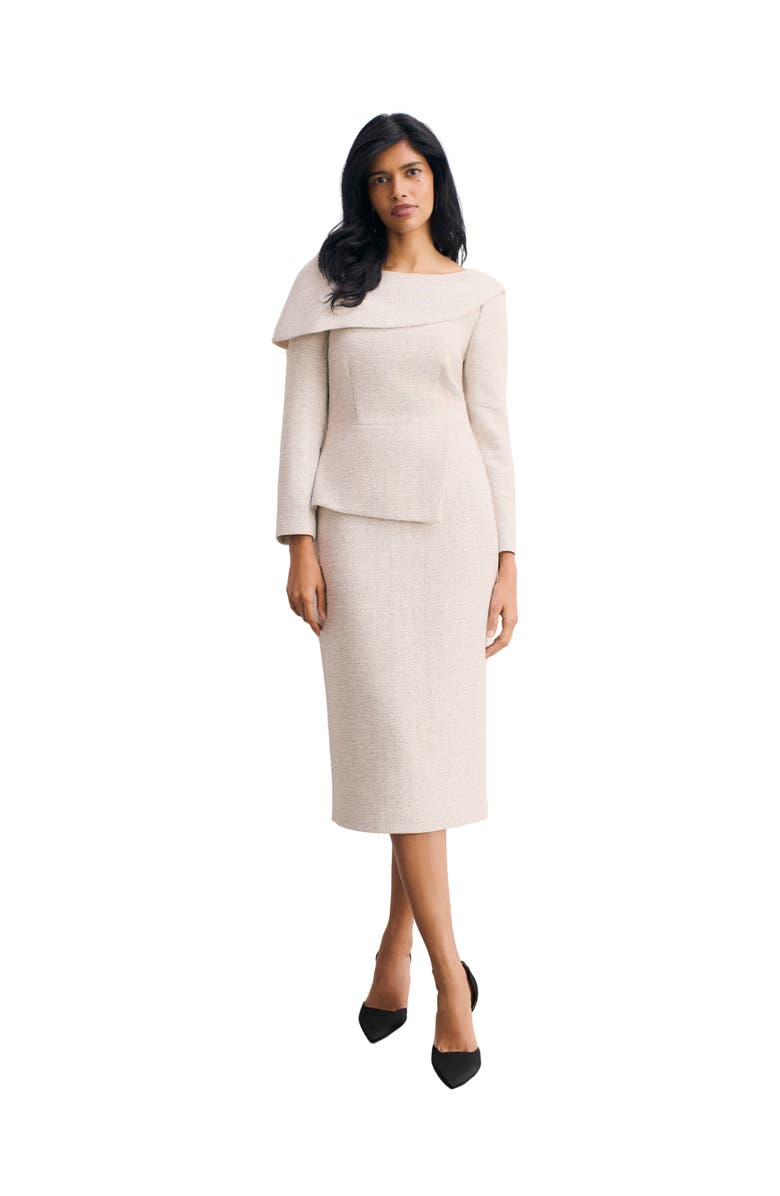 The Fold Palmerston Tweed Dress, Main, color, Ivory