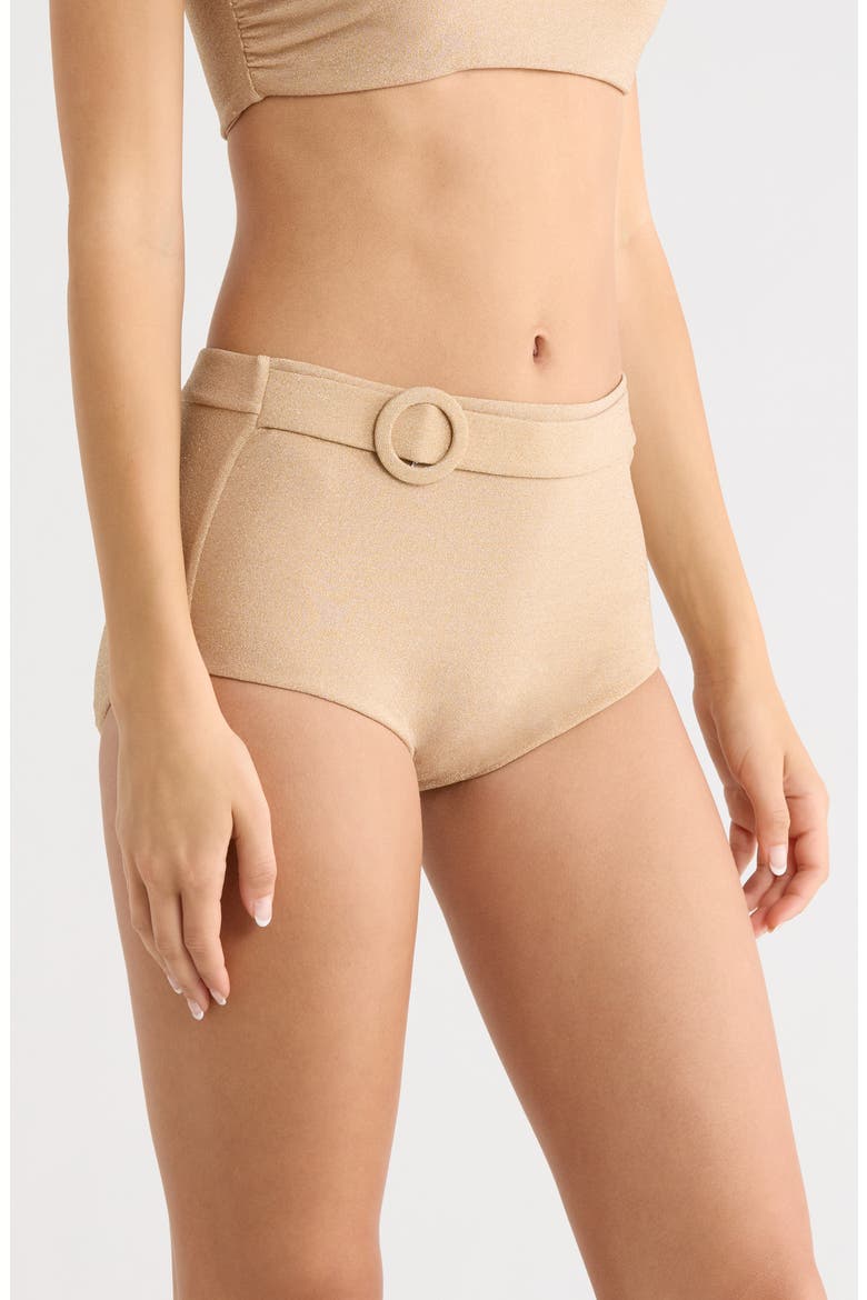 Danica Belted Metallic Swim Bottoms, Alternate, color, GOLD