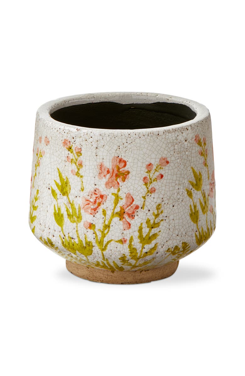 tag Wild Flower Footed Planter Medium Multi Terracotta Spring, Main, color, Beige