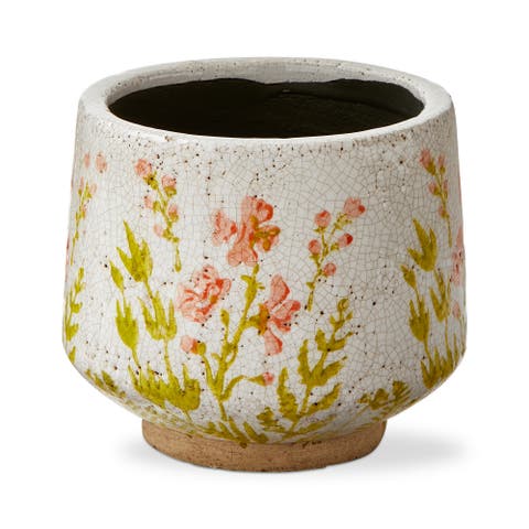 Wild Flower Footed Planter Medium Multi Terracotta Spring