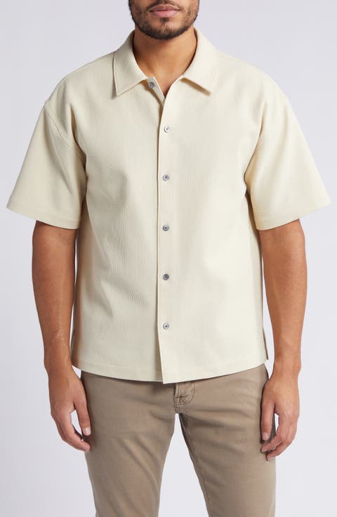 Textured Short Sleeve Button-Up Shirt