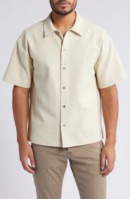 FRAME Textured Short Sleeve Button-Up Shirt
