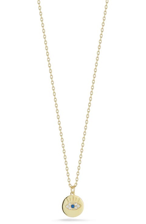 14k Gold Over Sterling Silver Eye Pendant Necklace
