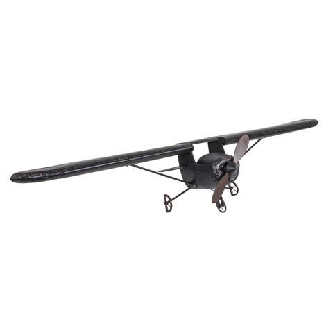 Metal Plane Wall Decor, Distressed Black