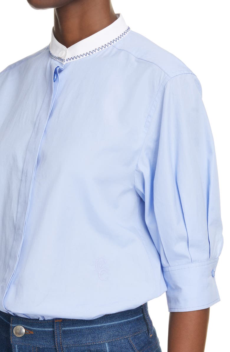 Chloé Puff Sleeve Poplin Blouse, Alternate, color, 