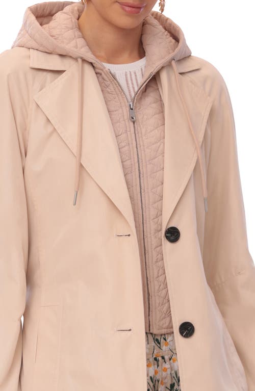 Avec Les Filles Single Breasted Coat With Quilted Hooded Insert In Gaia