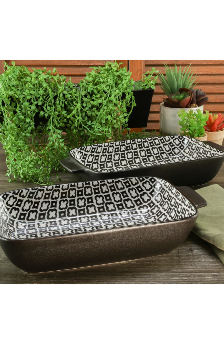 BIA Cordon Bleu Set of 2 Black Sand Geo Rectangular Baking Dishes, Alternate, color, 