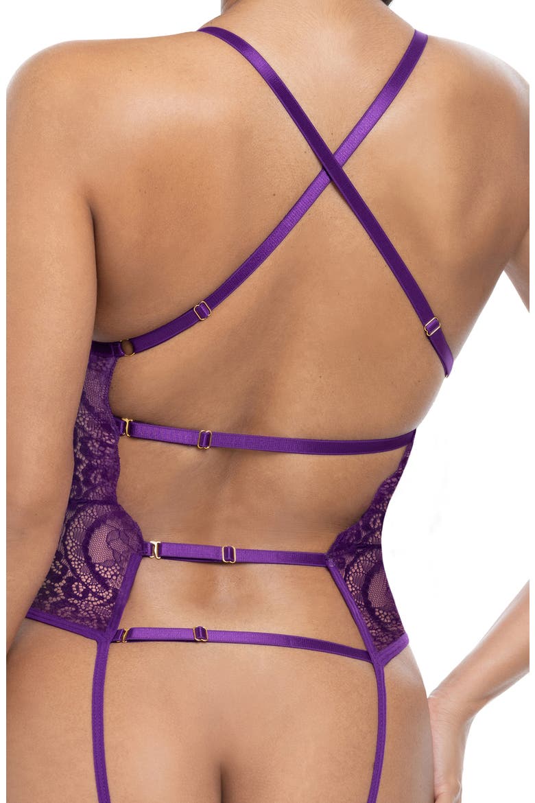 Carmen Strappy Lace Open Back Teddy, Alternate, color, IMPERIAL PURPLE