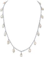 The Pearl Source White Freshwater Cultured Keshi Pearl Jasmine Necklace for Women