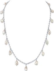 The Pearl Source White Freshwater Cultured Keshi Pearl Jasmine Necklace for Women