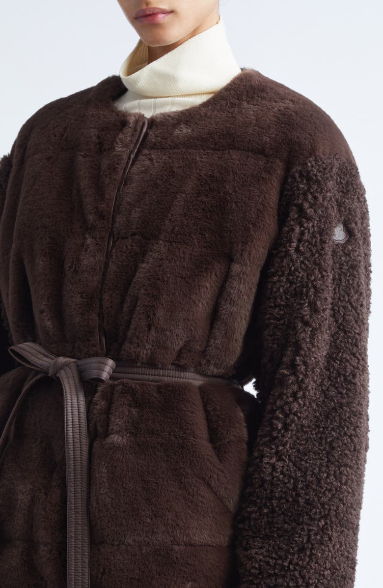 Moncler Jouillat Faux Fur Down Jacket, Alternate, color, Raisin