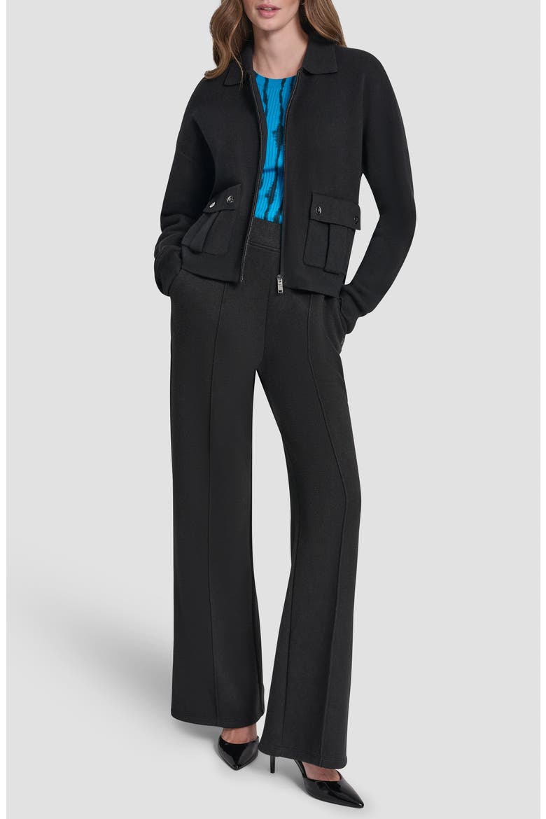 Collared Zip Cardigan, Alternate, color, BLACK