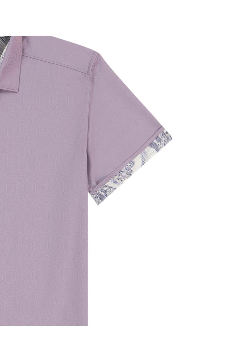 Robert Graham Odyssey Short Sleeve Woven Button-Up Shirt, Alternate, color, Lilac