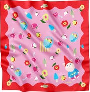 Centinelle Cat Garden Gnome Silk Medium Square Scarf