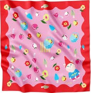 Centinelle Cat Garden Gnome Silk Medium Square Scarf
