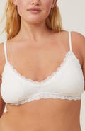 COTTON ON BODY Women's Organic Cotton Lace Triangle Padded Bralette
