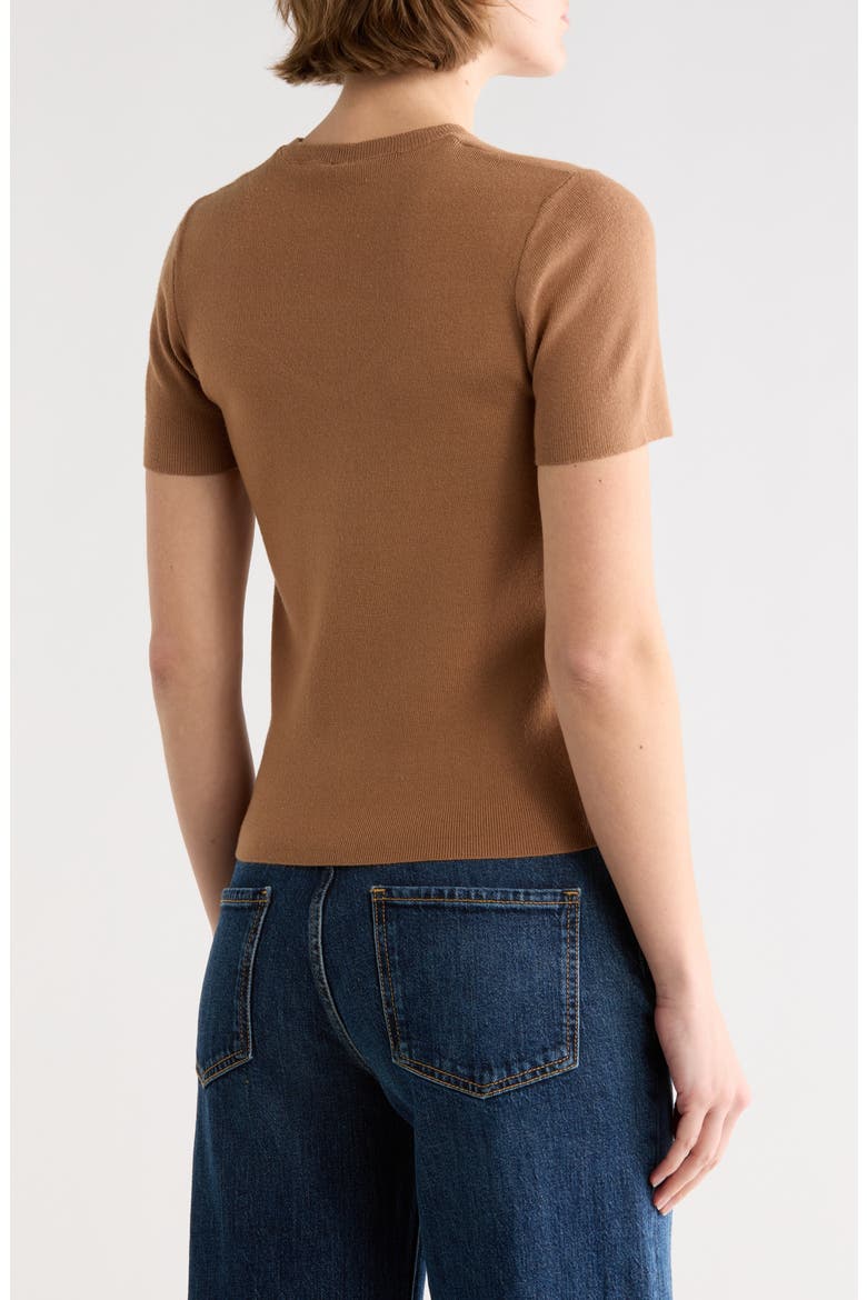 Cutout Short Sleeve Knit Top, Alternate, color, CINNAMON