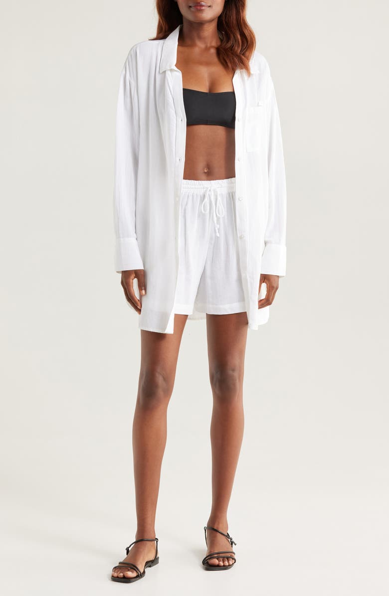 Nordstrom Oversized Cover-Up Shirt, Main, color, White