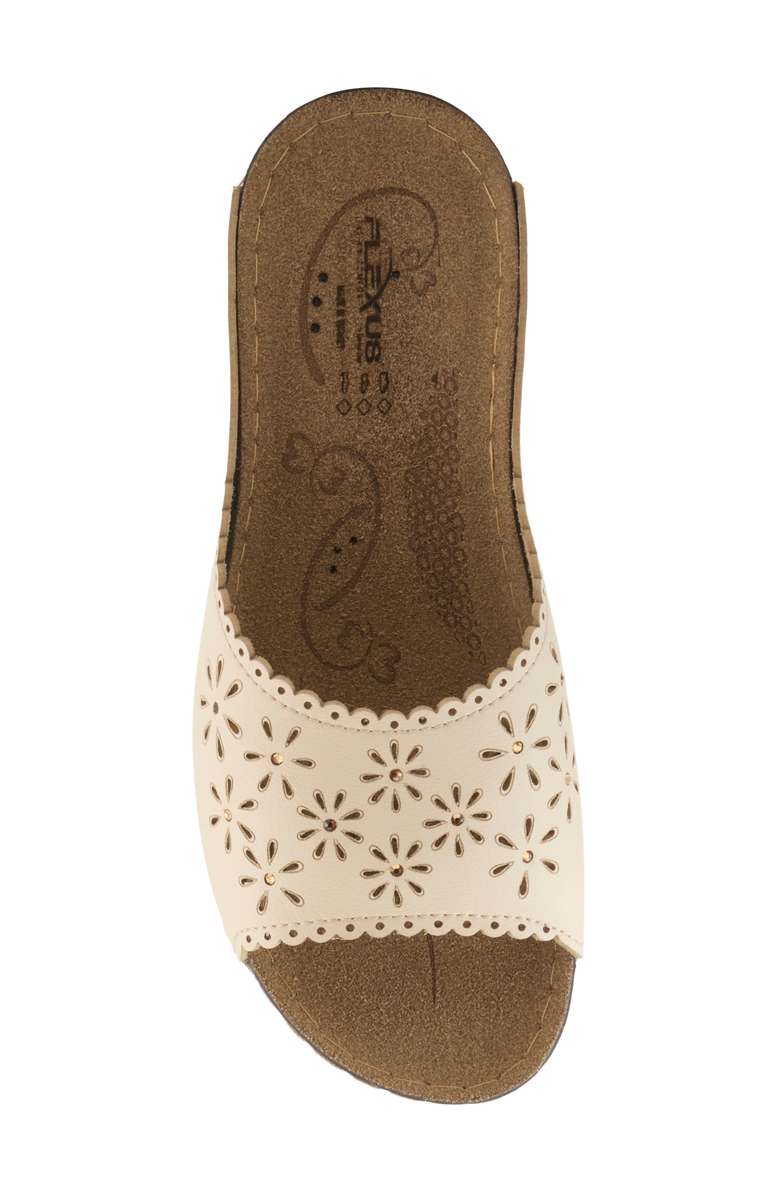 Rhinestone Lasercut Slide Sandal, Alternate, color, BEIGE