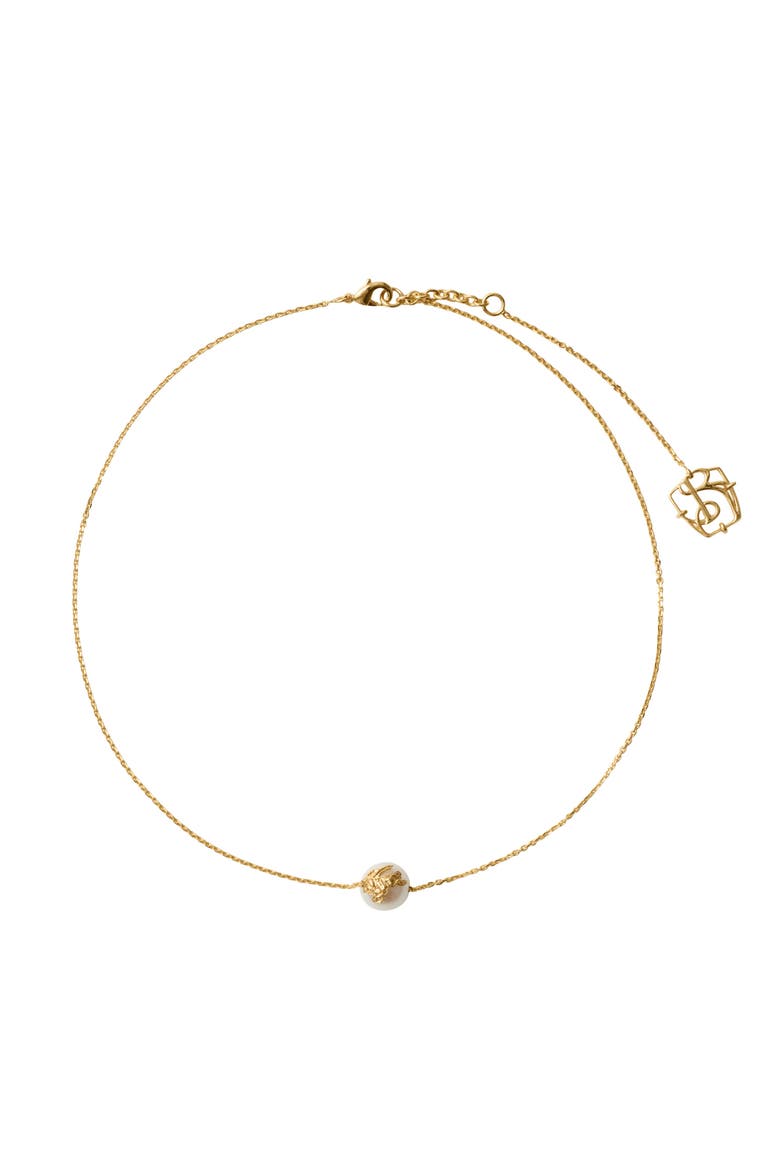 Knight Pearl Solitaire Necklace, Main, color, Gold/pearl