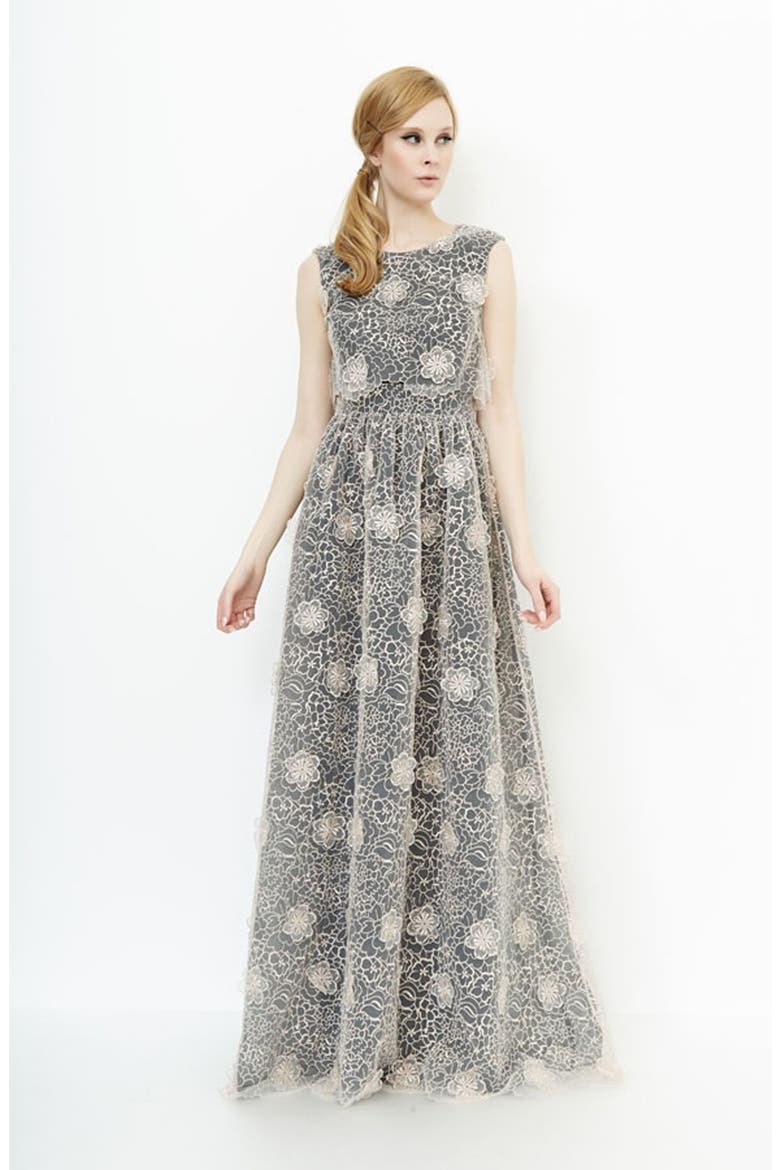 'Jan' 3D Floral Organza Gown, Alternate, color, PALE PINK