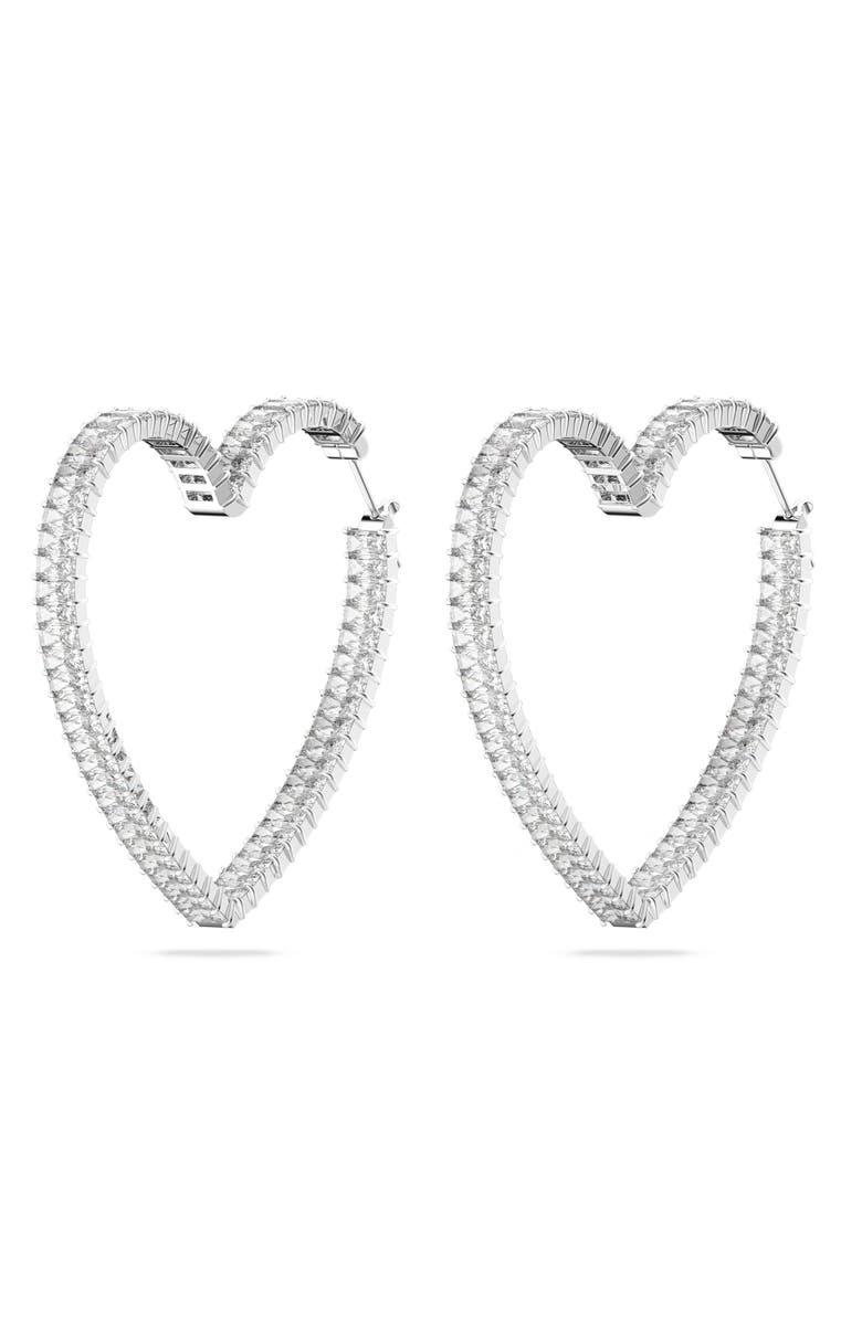 Swarovski Matrix Crystal Heart Hoop Earrings, Alternate, color, 