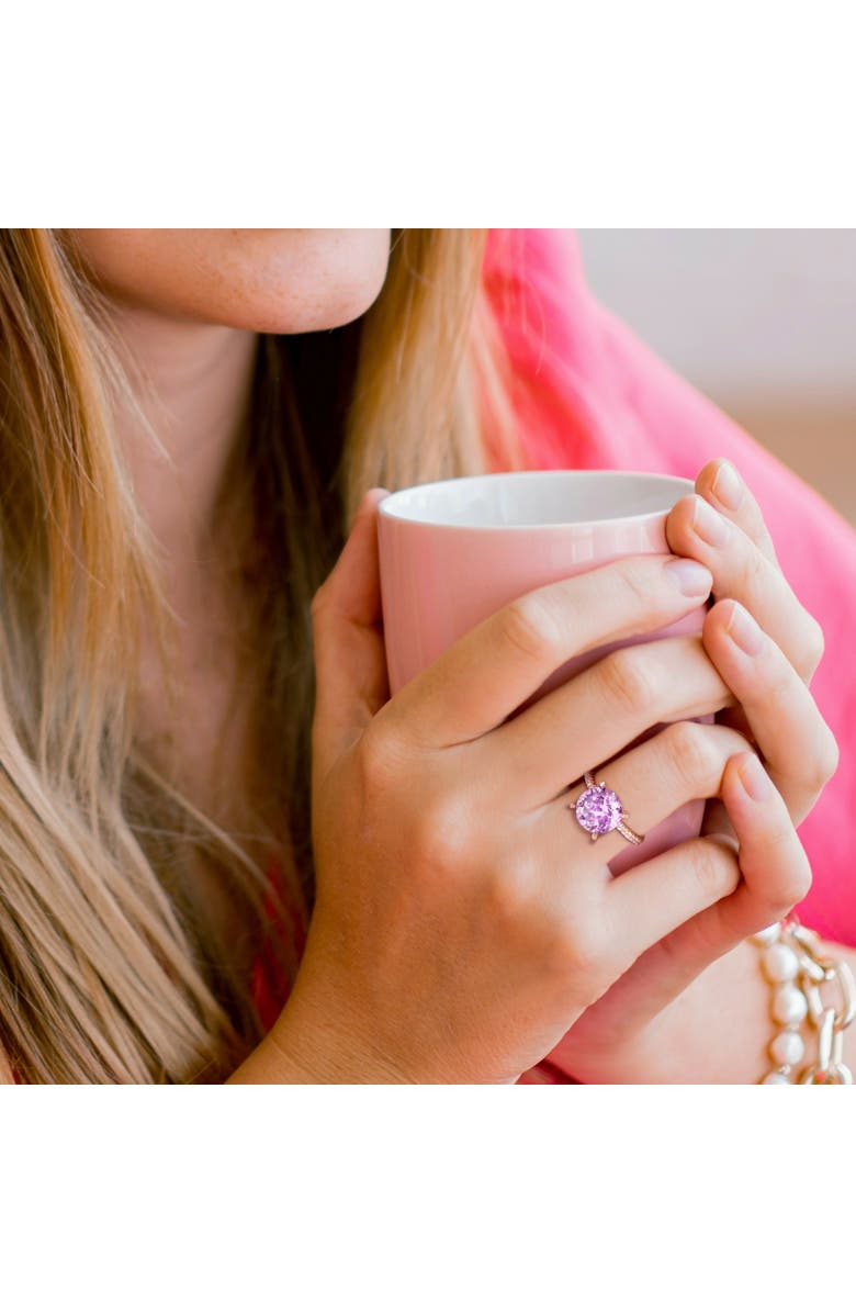 Julianna B. Gemstones Solitaire Ring Plated Silver, Alternate, color, Amethyst/Rose-Plated