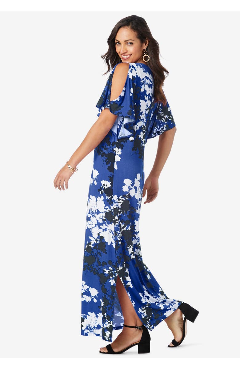 Jessica London Stretch Knit Cold Shoulder Maxi Dress, Alternate, color, 