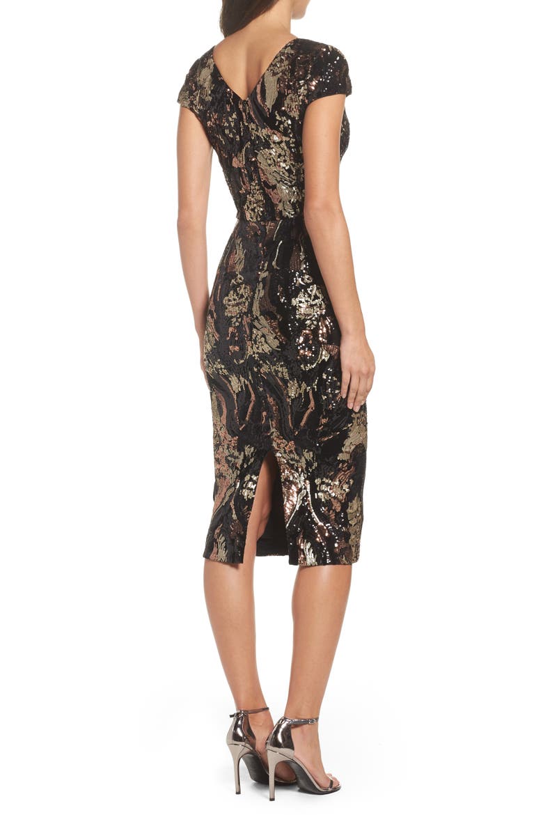 Allison Sequin Velvet Body-Con Dress (Nordstrom Exclusive), Alternate, color, BLACK/ BRONZE