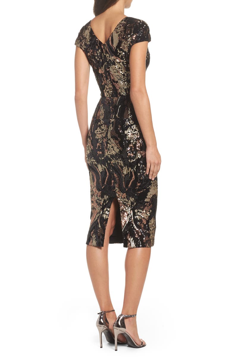 Dress the Population Allison Sequin Velvet Body-Con Dress, Alternate, color, 