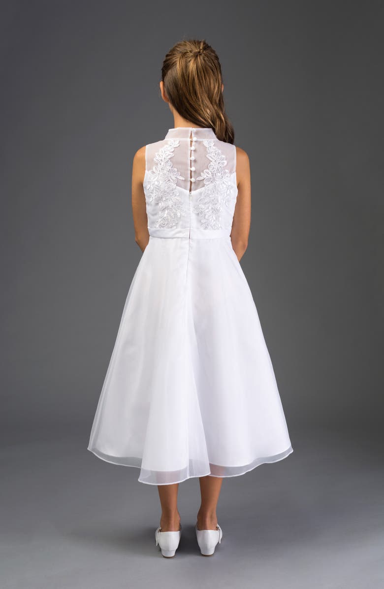 GERSON & GERSON Iris & Ivy Embellished Lace A-Line First Communion Dress, Alternate, color,