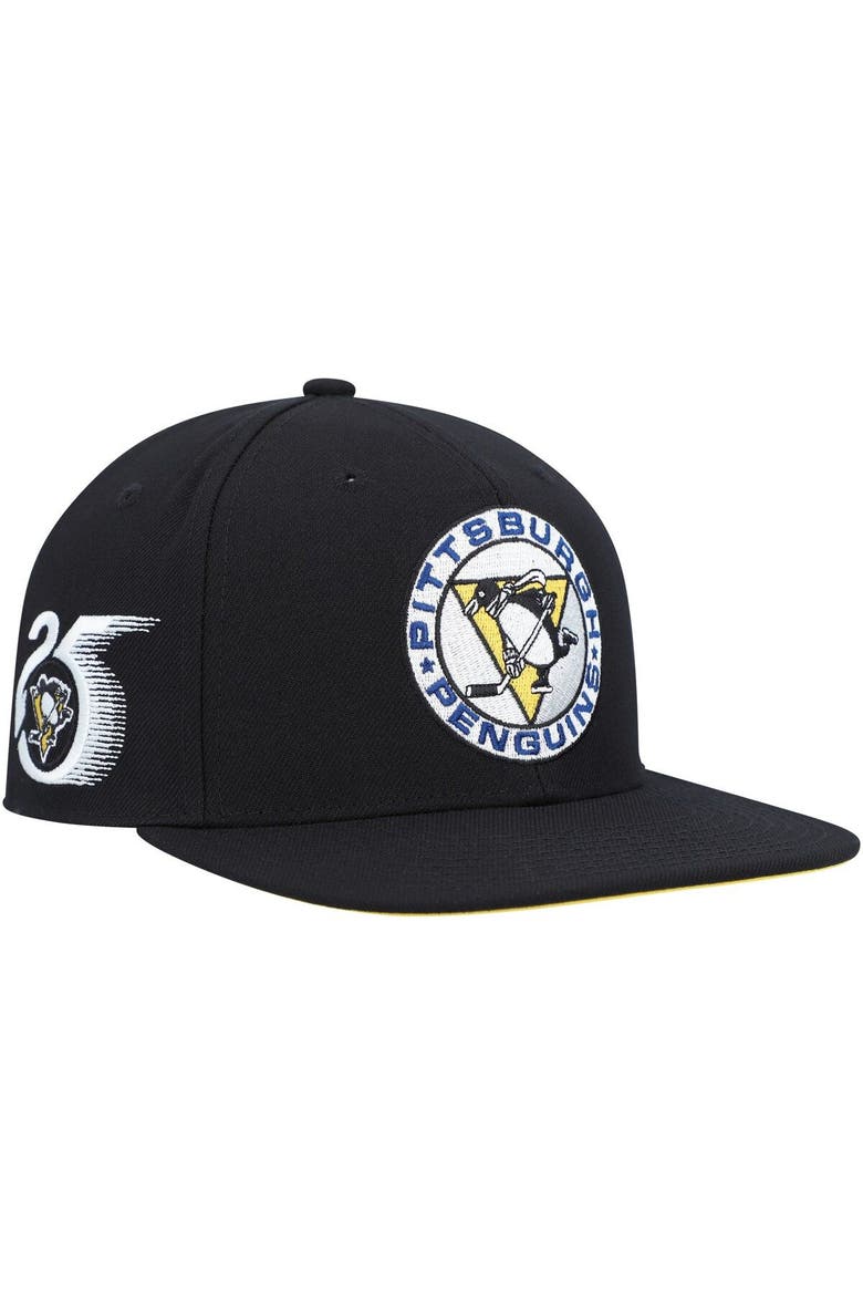 Men's Mitchell & Ness Black Pittsburgh Penguins 25 Years Vintage Fitted Hat, Alternate, color, Black