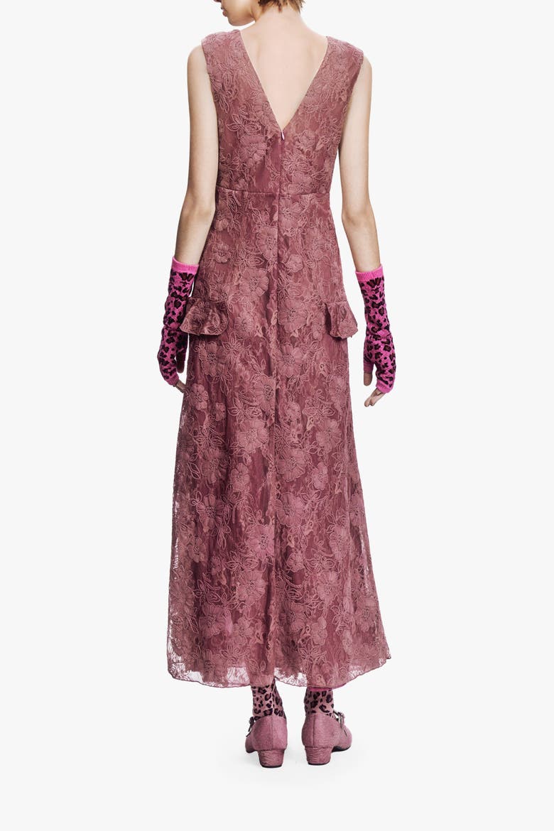 3D Lace Maxi, Alternate, color, Rosewood