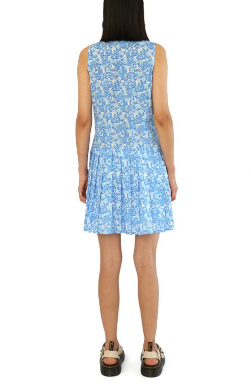 De Loreta Nana Sleeveless Cotton Mini Shirtdress In Blue