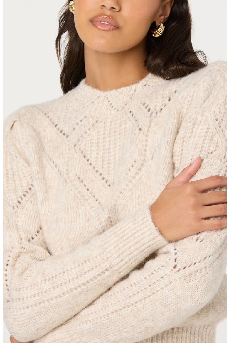 Pelloni Pointelle Sweater, Alternate, color, OATMEAL