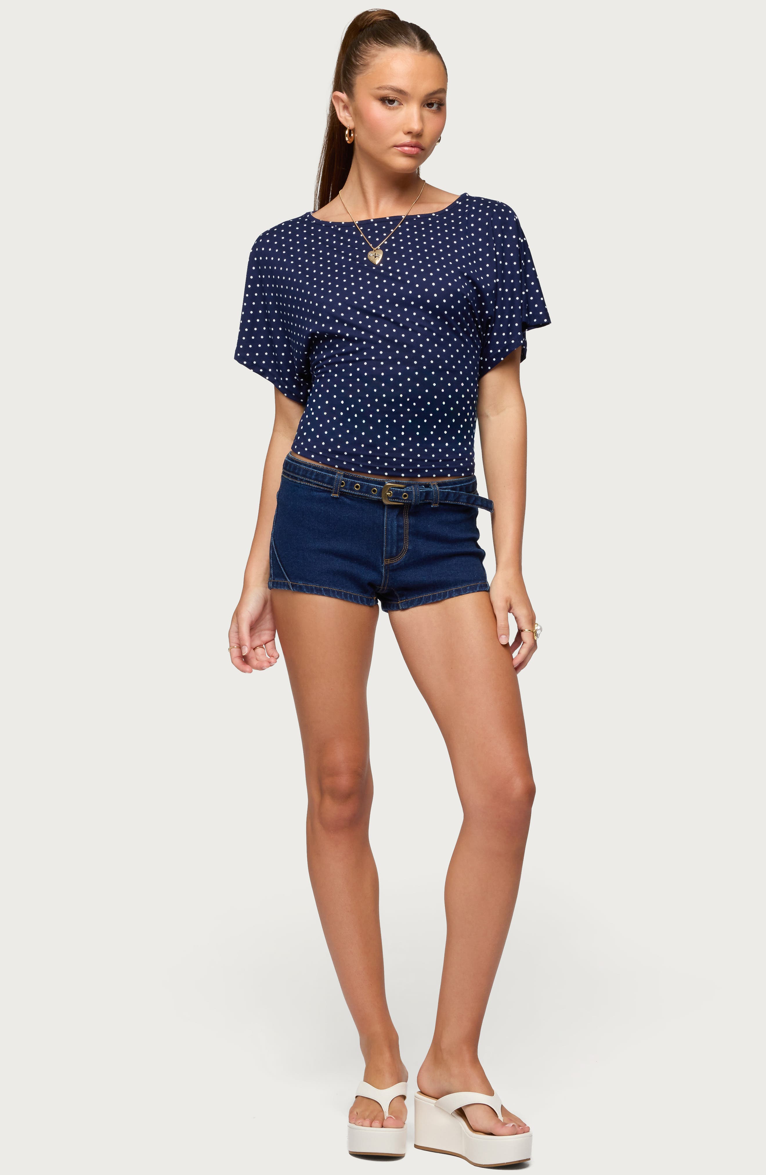 EDIKTED Abriana Polka Dot Ruched Waist Top — фото 5
