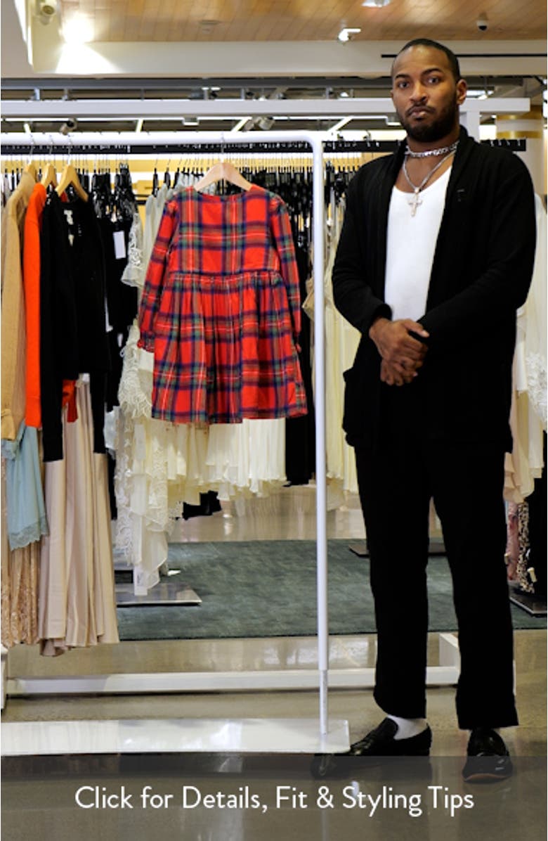 Kids' Madeline Plaid Long Sleeve Cotton Flannel Dress, sales video thumbnail