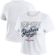 WEAR by Erin Andrews Women's WEAR by Erin Andrews  White New York Yankees Distressed Cropped Baby T-Shirt