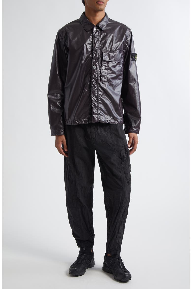 Coated Cotton Shirt Jacket, Alternate, color, CHARCOAL