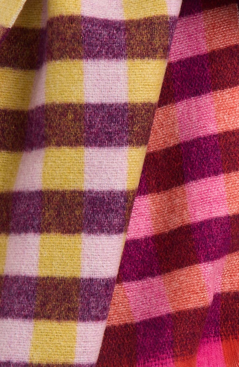 Echo Quarter Check Wrap Scarf, Alternate, color, Rose Violet