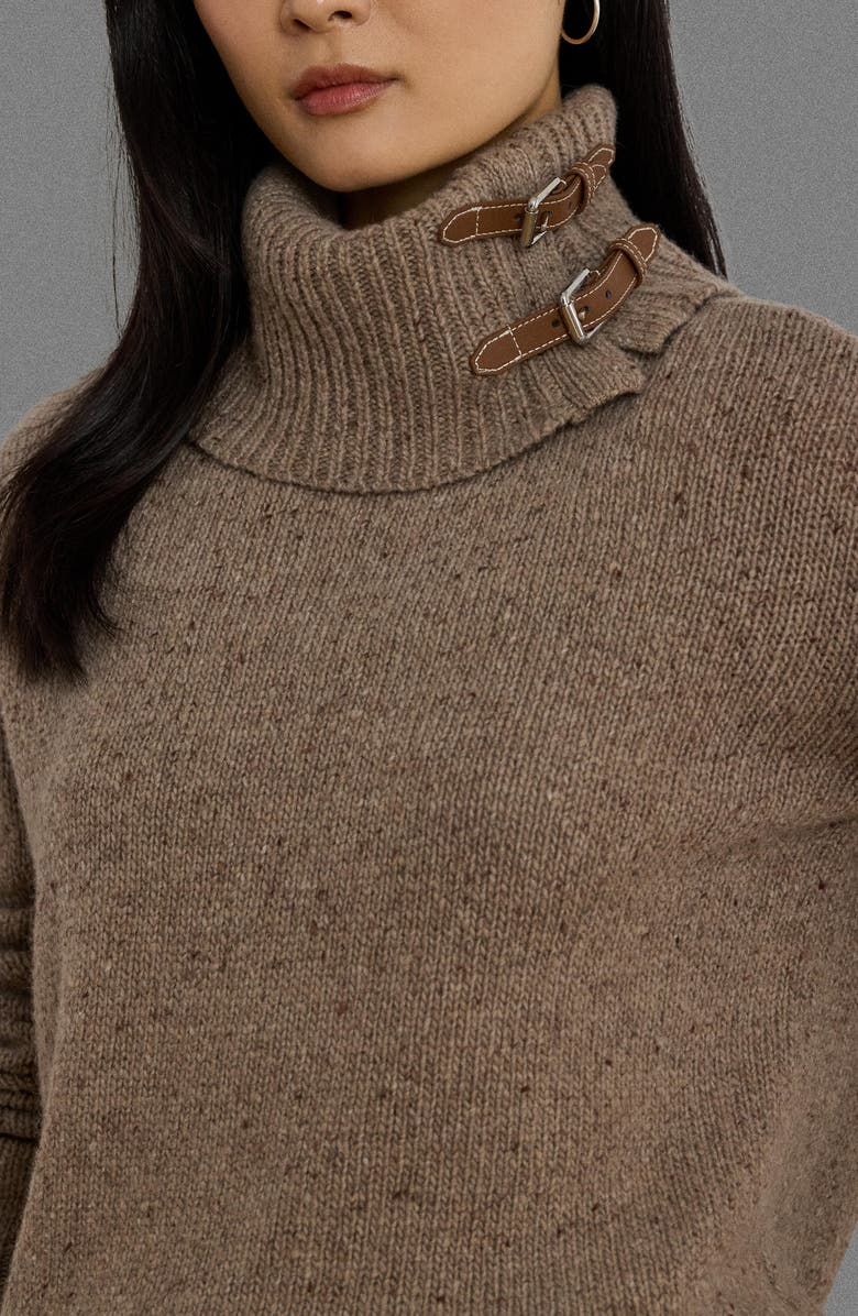 Lauren Ralph Lauren Wool Blend Buckle Trim Turtlneck Sweater, Alternate, color, Adirondack Heather Donegal