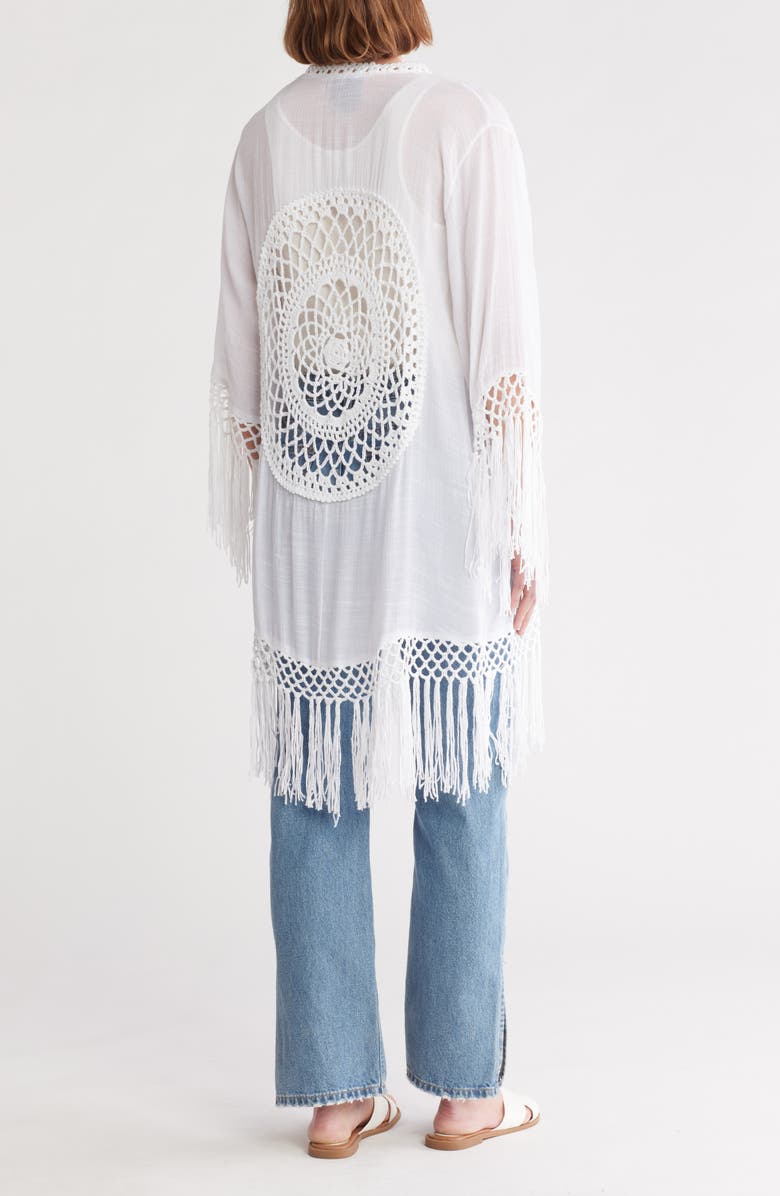 Forgotten Grace Long Fringe Knit Ruana, Alternate, color, White