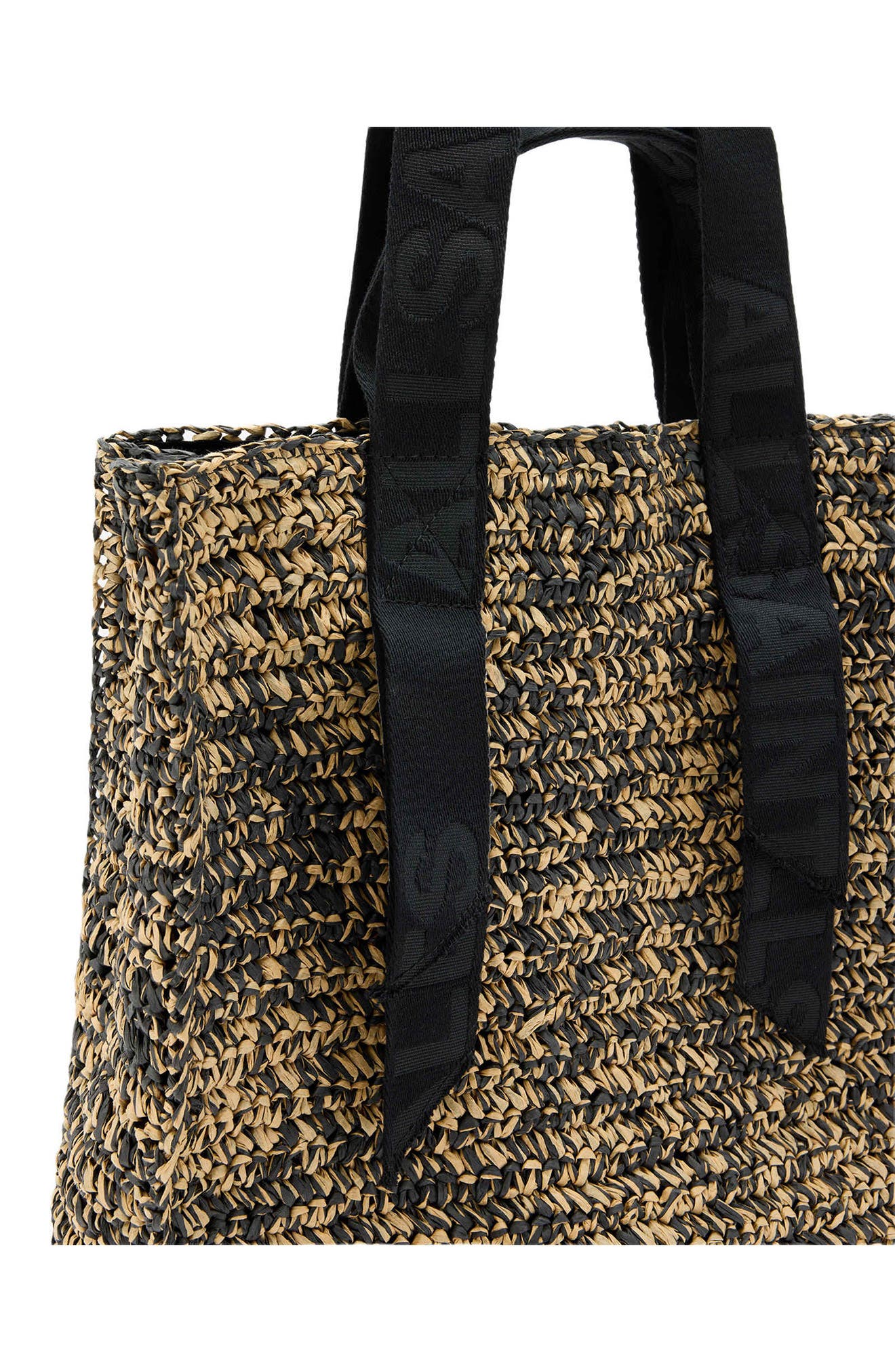 Lullah Straw Tote Bag, Alternate, color, BISCUIT/BLACK